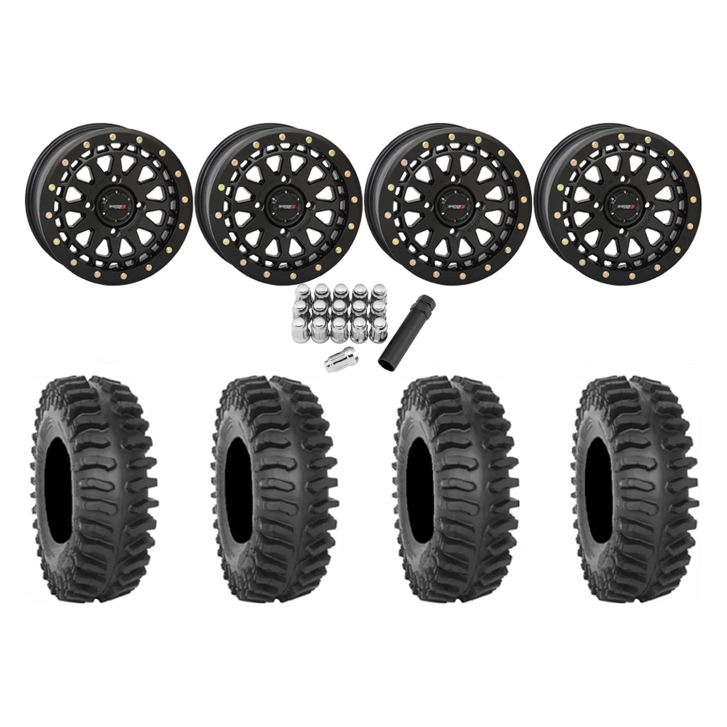 System 3 XT400 32x10-15 Tires on SB-6 Matte Black Beadlock Wheels